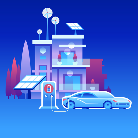 Car Charging Station  Illustration