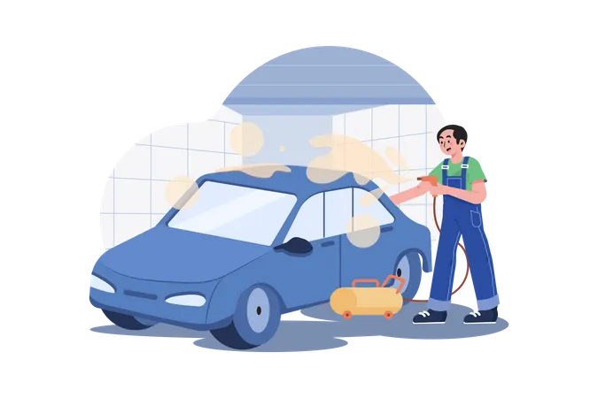 Car cleaning Illustration