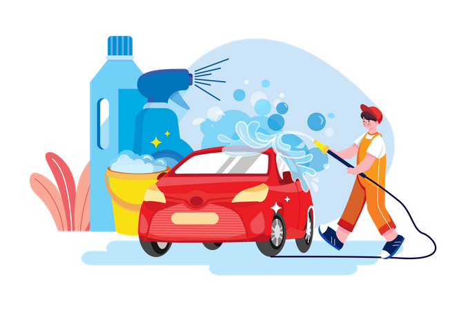 Car Cleaning Service Illustration