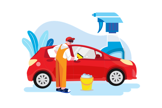 Car Cleaning Service Illustration