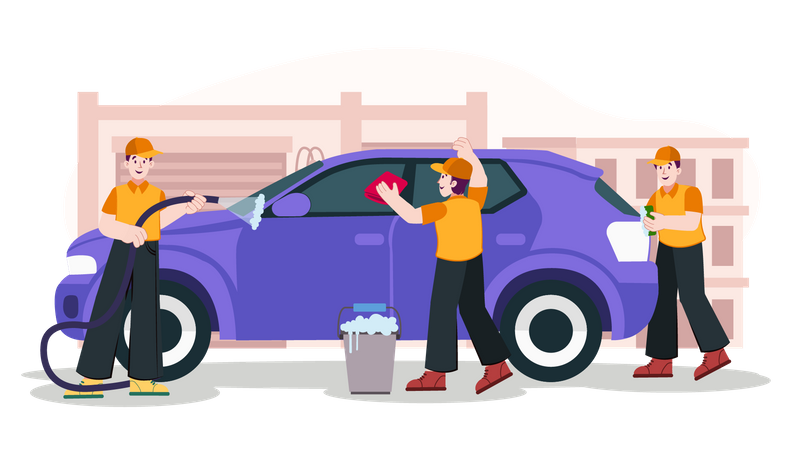 Car cleaning service Illustration