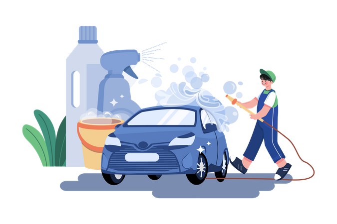 Car cleaning service  Illustration