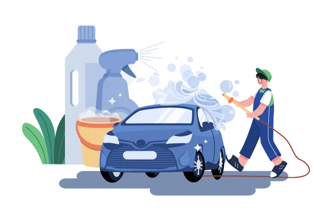 Car cleaning service  Illustration