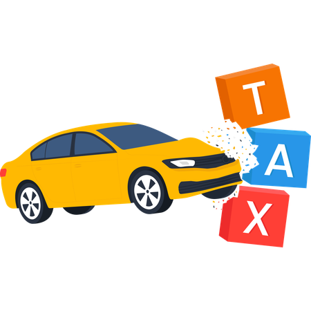 Car crashing tax blocks  Illustration