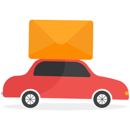 Car Delivering Mail  Illustration