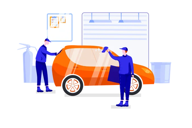 Car dry cleaning  Illustration