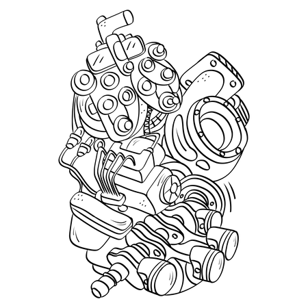 Car Engine Components  Illustration