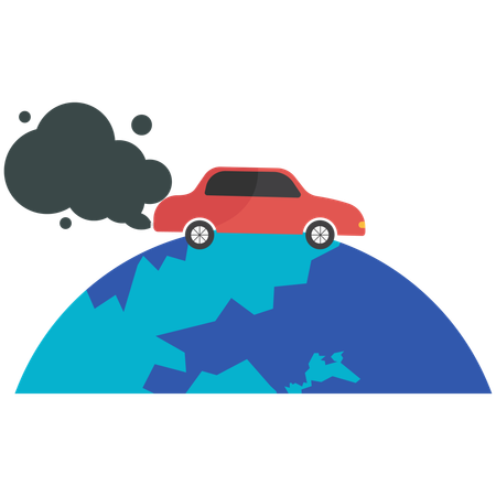 Car exhaust and factory exhaust pollute the earth  Illustration