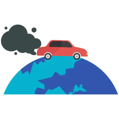 Car exhaust and factory exhaust pollute the earth  Illustration