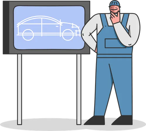 Car Factory Production Manufacturing Process  Illustration