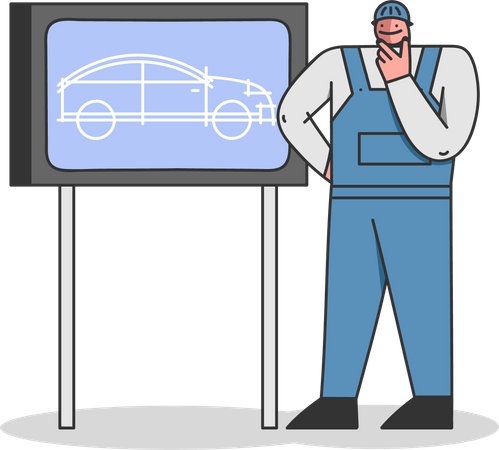 Car Factory Production Manufacturing Process  Illustration