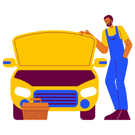 Car fixing mechanic  Illustration