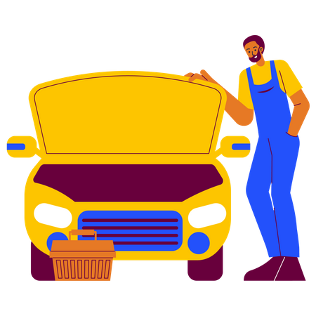 Car fixing mechanic  일러스트레이션