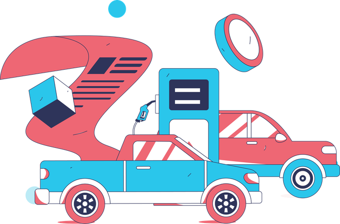 Car fuel bill payment  Illustration