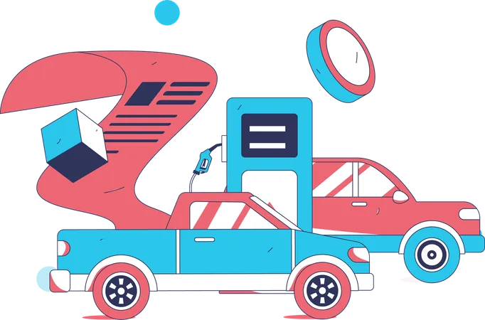 Car fuel bill payment  Illustration