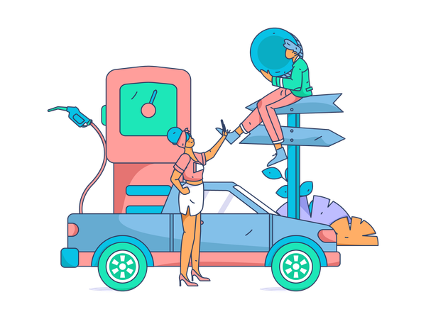 Car gas fill up  イラスト