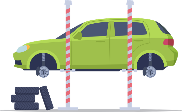 Car getting lifted for service  Illustration