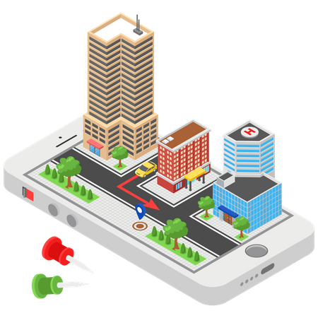 Car Gps navigation Route  Illustration