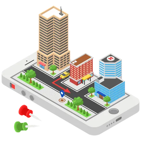 Car Gps navigation Route  Illustration