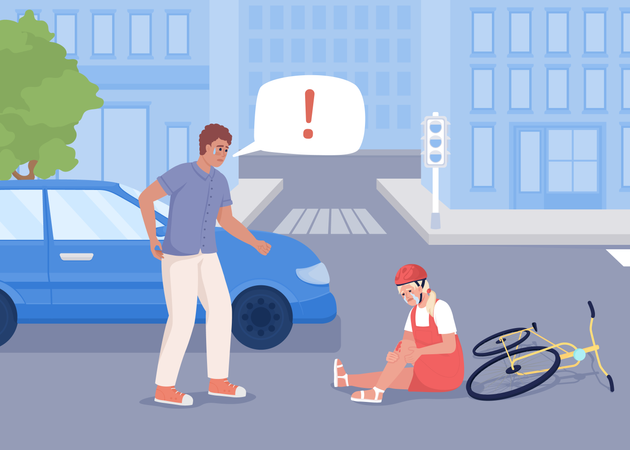 Car hit child on bicycle  Illustration