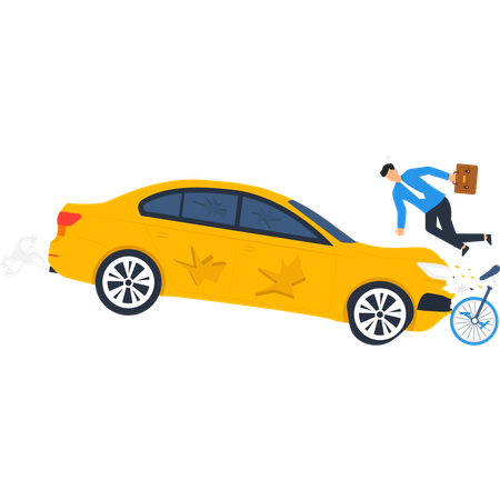 Car hitting man on bicycle  Illustration