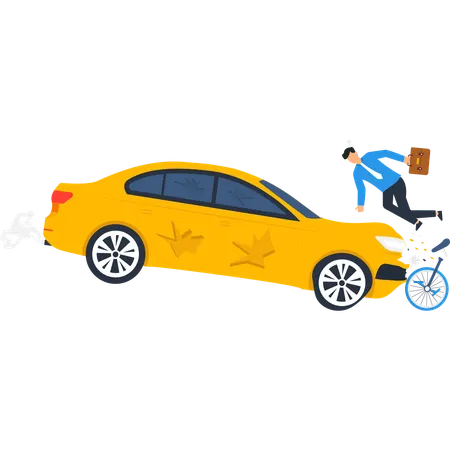 Car hitting man on bicycle  Illustration