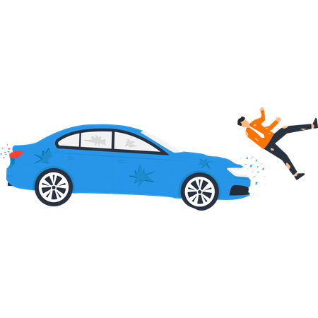 立っている男性に車が衝突  イラスト