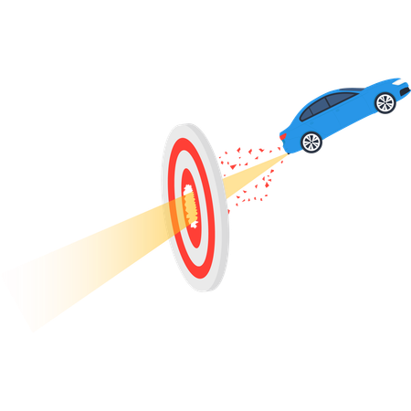 車がターゲットに衝突  イラスト