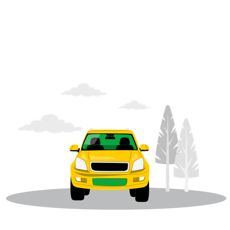 Car in forest Illustration