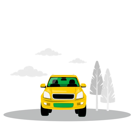 Car in forest Illustration