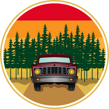 Car in forest  Illustration
