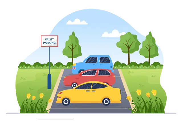 Car in parking area  Illustration