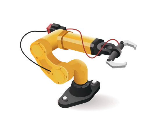 Car industry robot arm tool technology with artificial intelligence  Illustration