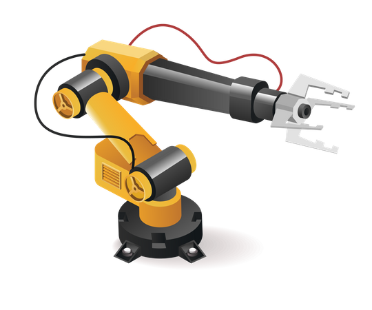 Car industry robot arm tool technology with artificial intelligence  Illustration