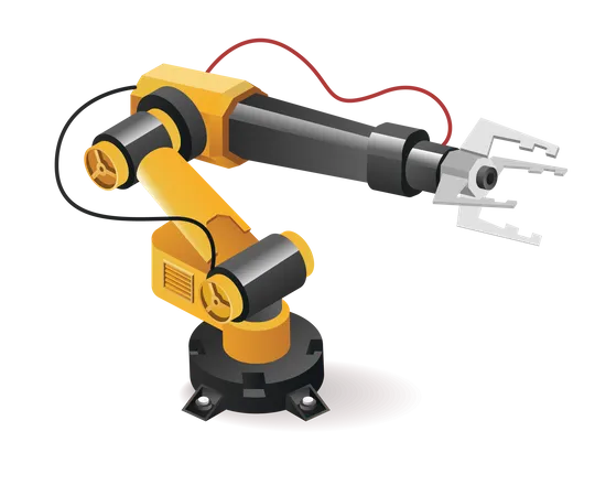 Car industry robot arm tool technology with artificial intelligence  Illustration