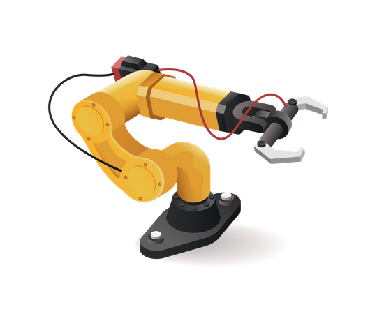 Car industry robot arm tool technology with artificial intelligence  Illustration