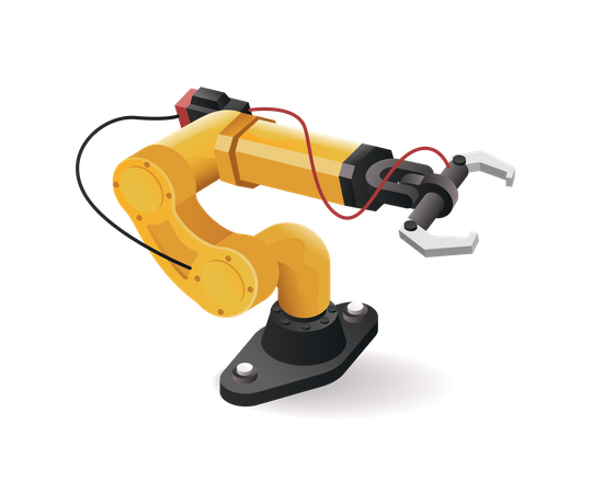 Car industry robot arm tool technology with artificial intelligence  Illustration