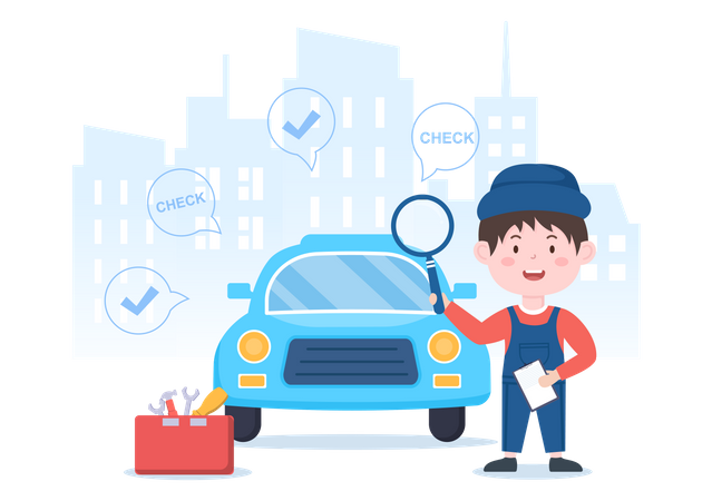 Car Inspection Illustration