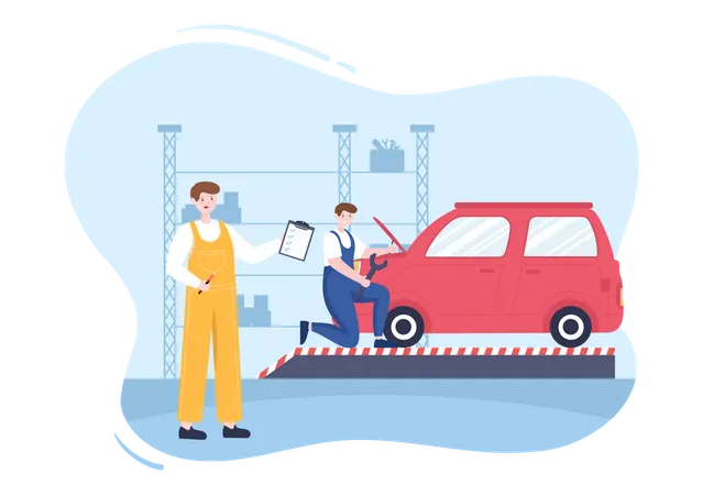 Car Inspection process  Illustration