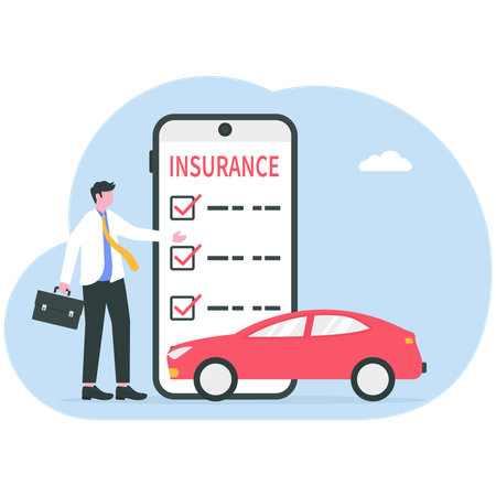 Car insurance contract signed by businessman  Illustration