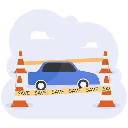 Car insurance or automobile protection  Illustration
