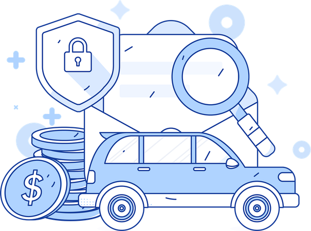 Car kept in insurance company  Illustration