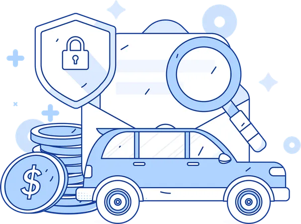 Car kept in insurance company  Illustration