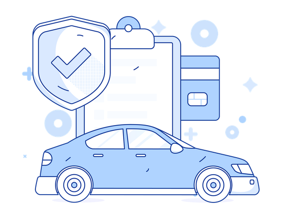 Car kept in insurance garage  Illustration