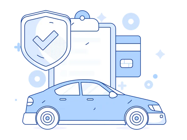 Car kept in insurance garage  Illustration