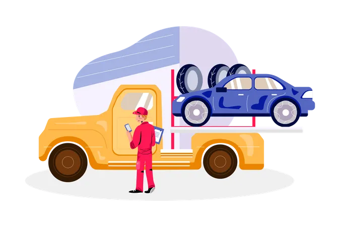 Car Lifter Truck Illustration