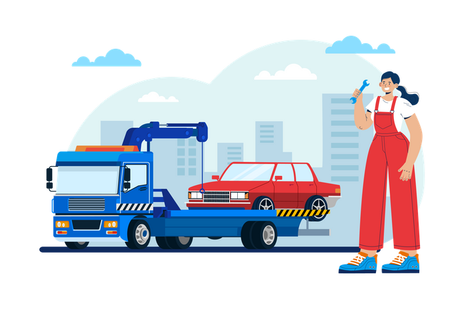 Car Lifter Truck  Illustration