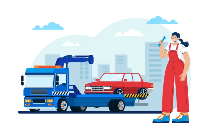 Car Lifter Truck  Illustration