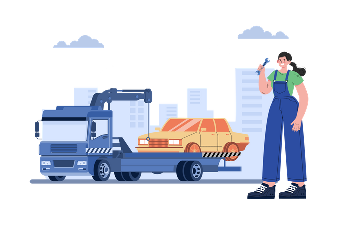 Car Lifter Truck  Illustration