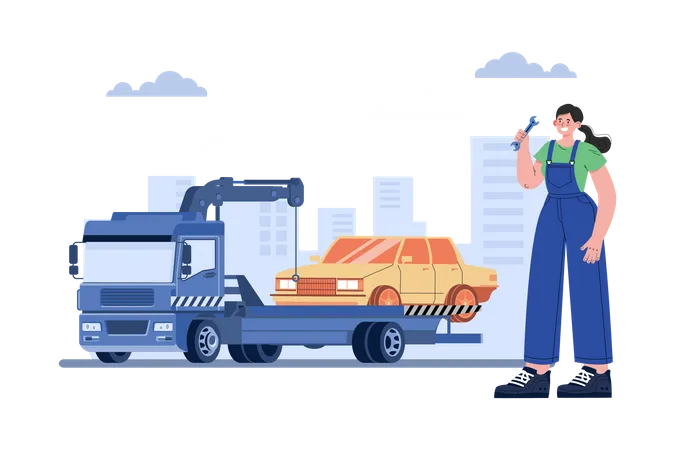 Car Lifter Truck  Illustration